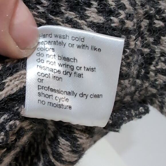 Mary Wool Blend Floral Print Cardigan Funnel Neck Sweater sz L - Picture 12 of 14